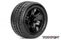 Tires - 1/10 Stadium Truck - mounted - 1/2 offset - Black wheels - 12mm Hex - Trigger (2 pcs)