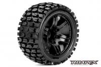 Tires - 1/10 Stadium Truck - mounted - 0 offset - Black wheels - 12mm Hex - Tracker (2 pcs)