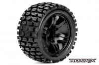 Tires - 1/10 Stadium Truck - mounted - 1/2 offset - Black wheels - 12mm Hex - Tracker (2 pcs)