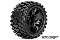 Tires - 1/10 Stadium Truck - mounted - 1/2 offset - Black wheels - 12mm Hex - Rhythm (2 pcs)