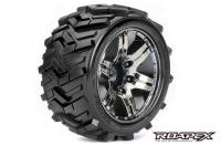 Tires - 1/10 Stadium Truck - mounted - 1/2 offset - Chrome Black wheels - 12mm Hex - Morph (2 pcs)