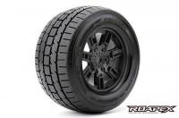 Gomme - 1/8 Monster Truck - montato - 0 offset - Cerchi Neri - 17mm Hex - Trigger (2 pzi)