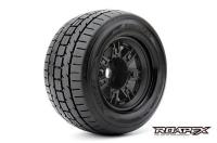 Gomme - 1/8 Monster Truck - montato - 1/2 offset - Cerchi Neri - 17mm Hex - Trigger (2 pzi)