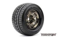 Gomme - 1/8 Monster Truck - montato - 1/2 offset - Chrome Cerchi Neri - 17mm Hex - Trigger (2 pzi)