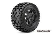 Reifen - 1/8 Monster Truck - montiert - 0 offset - Schwarz Felgen - 17mm Hex - Tracker (2 Stk.)