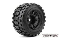 Gomme - 1/8 Monster Truck - montato - 1/2 offset - Cerchi Neri - 17mm Hex - Rythm (2 pzi)