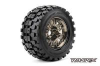 Reifen - 1/8 Monster Truck - montiert - 1/2 offset - Chrome Schwarz Felgen - 17mm Hex - Rythm (2 Stk.)