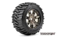 Gomme - 1/8 Monster Truck - montato - 0 offset - Chrome Cerchi Neri - 17mm Hex - Morph (2 pzi)