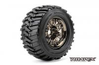 Reifen - 1/8 Monster Truck - montiert - 1/2 offset - Chrome Schwarz Felgen - 17mm Hex - Morph (2 Stk.)