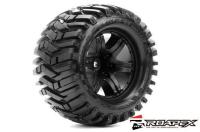 Tire - 1/10 Monster Truck - Black wheel - mounted - Belted - 12mm hex - 0 offset - MORPH (2pcs)