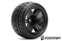 Tire - 1/10 Stadium Truck - Black wheel - mounted - Belted - 12mm hex - 0 offset - TRIGGER (2pcs)