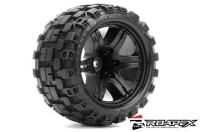 Tire - 1/10 Stadium Truck - Black wheel - mounted - Belted - 12mm hex - 1/2 offset -RHYTM (2pcs)
