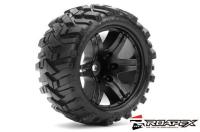 Tire - 1/10 Stadium Truck - Black wheel - mounted - Belted - 12mm hex - 1/2 offset -MORPH (2pcs)