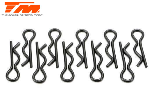 Team Magic - TM101205 - Body Clips - R8 - fits 8mm body mount - Black (10 pcs)