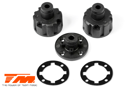 Team Magic - TM502115 - Spare Part - G4JS/JR/D - Differential Case (2 pcs), Differential Case Cover (1 pc) and Gasket (2 pcs)