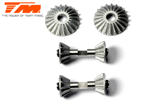 Team Magic - TM502117 - Ersatzteil - G4JS/JR/D - Kegelrad, Kegelachse und Scheiben 4x10mm Satz (für 1 Differential)