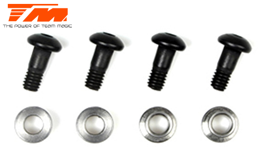 Team Magic - TM560122-1 - Spare Part - M8JS/JR - Steering Block Kingpin Button head Screw and Bushing (4 pcs)