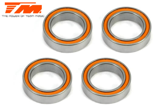 Team Magic - TM151015O - Kugellagern - metrisch - 10x15x4mm Gummidichtung Orange (4 Stk.)