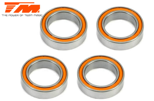 Team Magic - TM151218R - Kugellagern - metrisch - 12x18x4mm Gummidichtung Orange (4 Stk.)