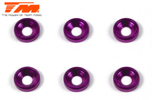 Team Magic - TM111003P - Rondelles - Côniques - Aluminium - 3mm - Purple (6 pces)