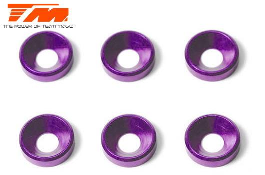 Team Magic - TM111004P - Rondelle - Coniche - Alluminio - 4mm - Purple (6 pzi)