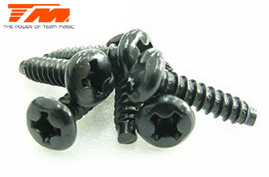 Team Magic - TM116312RCR - Screws - Button Head - Self Tapping - 3 x 12mm (6 pcs)