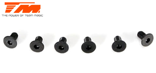 Team Magic - TM126306 - Screws - Flat Head - Hex (Allen) - M3 x 6mm (6 pcs)
