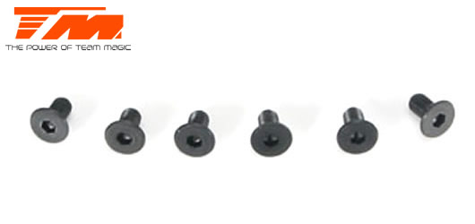 Team Magic - TM126306HT - Screws - Flat Head - M3 x 6mm - High Torque (6 pcs)