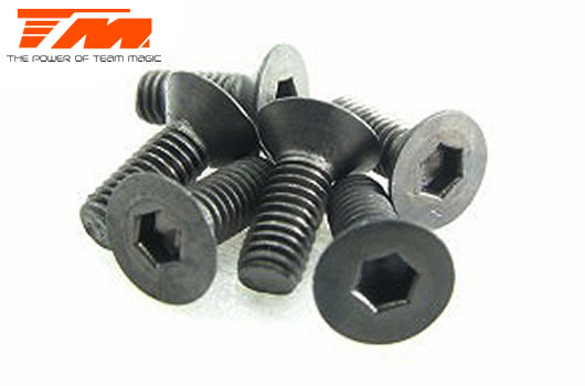 Team Magic - TM126308 - Screws - Flat Head - Hex (Allen) - M3 x  8mm (6 pcs)