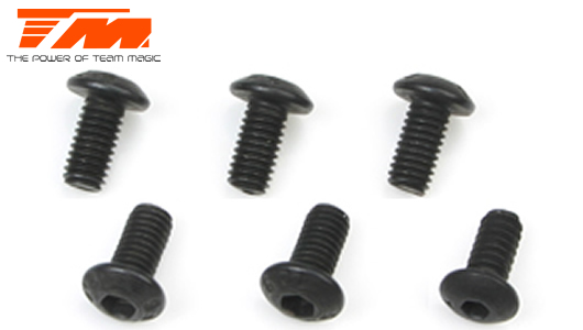 Team Magic - TM126308BU - Screws - Button Head - Hex (Allen) - M3 x 8mm (6 pcs)