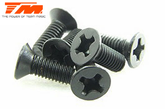 Team Magic - TM126308CR - Screws - Flat Head - M3 x  8mm (6 pcs)