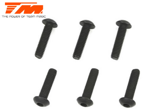 Team Magic - TM126312BU - Screws - Button Head - Hex (Allen) - M3 x 12mm (6 pcs)