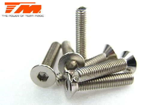 Team Magic - TM126315 - Screws - Flat Head - Hex (Allen) - M3 x 15mm (6 pcs)