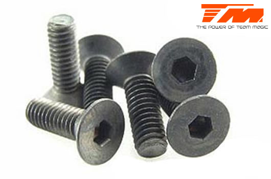 Team Magic - TM126408 - Screws - Flat Head - Hex (Allen) - M4 x 8mm (6 pcs)