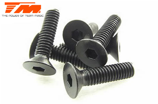 Team Magic - TM126416 - Screws - Flat Head - Hex (Allen) - M4 x 16mm (6 pcs)