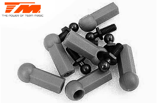 Team Magic - TM115002BK - Ball Cups and Studs - Black - 6 pcs