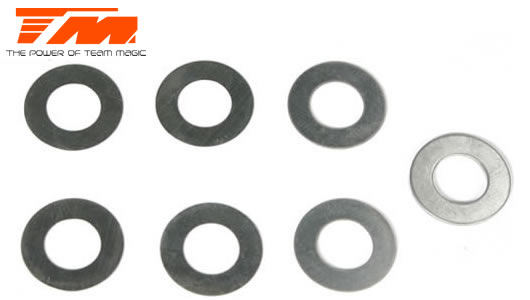 Team Magic - TM116204 - Washers - 7 x 13 x 0.1mm (3 pcs), 7 x 13 x 0.3mm (2 pcs) & 7 x 13 x 0.5mm