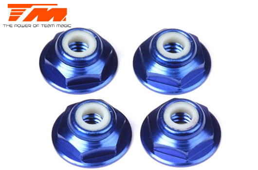 Team Magic - TM111098B - Nuts - 8-32 nyloc - Aluminum - Blue (4 pcs)