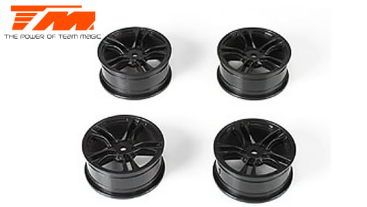 Team Magic - TM503315BK - Jantes - 1/10 Drift - 5 Spoke - 12mm Hex - noires (4 pces)