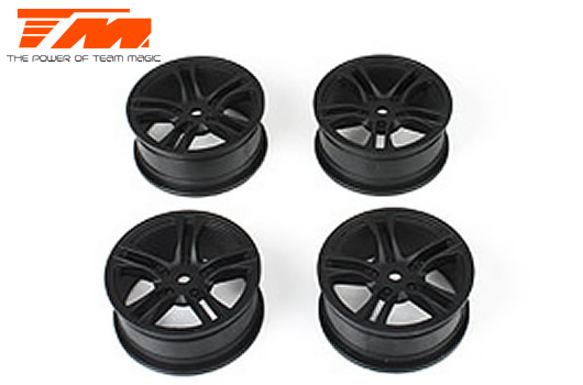 Team Magic - TM503315FBK - Wheels - 1/10 Drift - 5 Spoke - 12mm Hex - Black - Baked Coating (4 pcs)