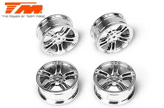 Team Magic - TM503315S - Felgen - 1/10 Drift - 5 Spoke - 12mm Hex - Silber (4 Stk.)