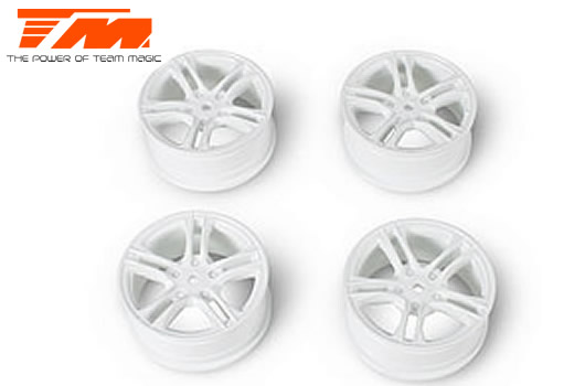 Team Magic - TM503315W - Felgen - 1/10 Drift - 5 Spoke - 12mm Hex - Weiss - Baked Coating (4 Stk.)