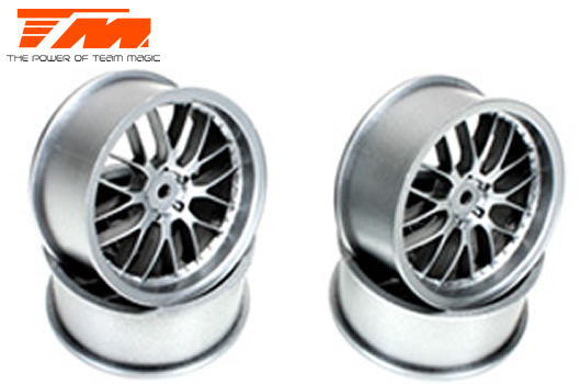 Team Magic - TM503331FS - Felgen - 1/10 Drift - 2.2" - 8 Spoke - 12mm Hex - Fog Silber (4 Stk.)