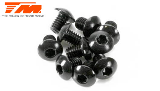 Team Magic - TM126304BU - Screws - Button Head - Hex (Allen) - M3 x 4mm (10 pcs)
