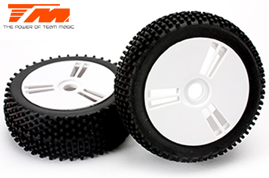 Team Magic - TM561466 - Tires - 1/8 Buggy - mounted - white wheels - 17mm hex - Soft (2 pcs)