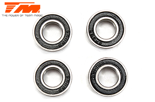 Team Magic - TM150816BK - Ball Bearings - metric - 8x16x5mm Rubber sealed Black (4 pcs)