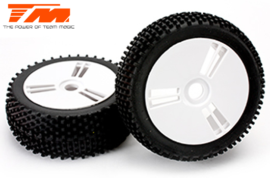 Team Magic - TM561416 - Tires - 1/8 Buggy - mounted - white wheels - 17mm hex - Medium (2 pcs)