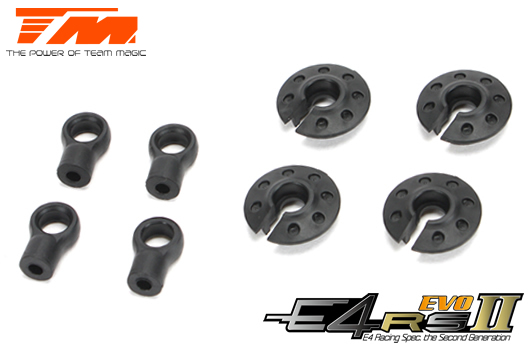 Pièce détachée - E4RS II EVO / E4RS III / E4RS4 - Low CG - Chapes et pièces d'amortisseurs Nylon Set (4 pces)