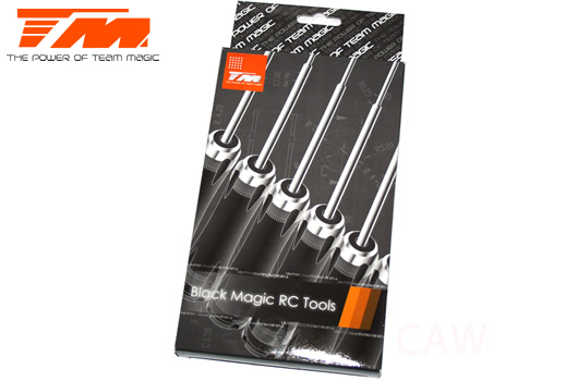 Outil Set - Team Magic Black Magic RC - Clé hexagonale .05" / 1/16" / 5/64" / 3/32", Phillips et plat
