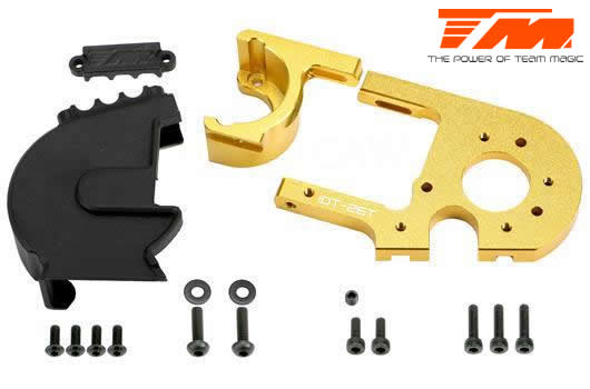 Team Magic - TM505249GD - Pièce détachée - E6 III - Aluminium anodisé Gold - Support moteur réglable avec protection